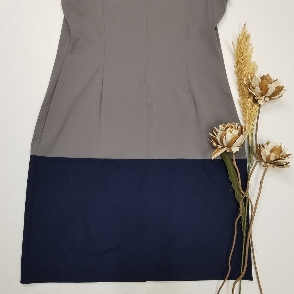 Cynthia Rowley Anthropologie Grey Blue Color Block Dress L - Picture 8 of 8